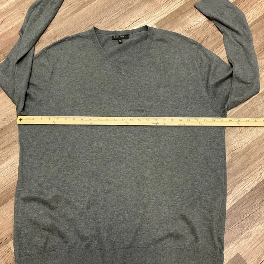 Banana Republic Men's Pullover Luxe V-neck Cotton Blend Sweater Size XXL In Gray